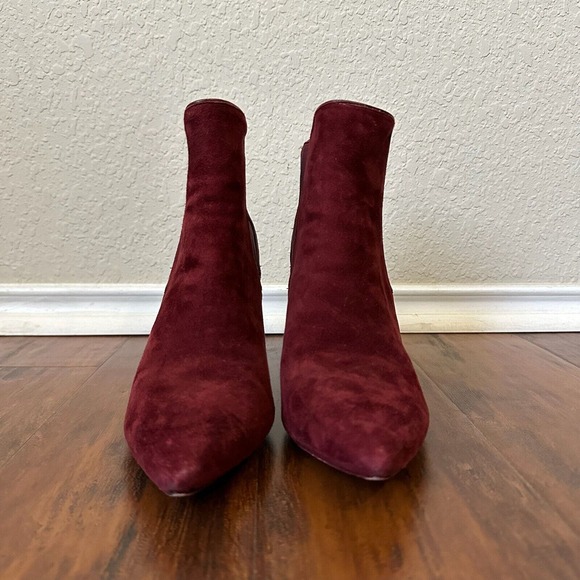 TORY BURCH Dorset 8.5mm Lancaster Suede Elastic Ankle Heeled Booties Borscht - Picture 4 of 12